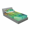 thumbnail image 3 of Ambesonne Abstract Fitted Sheet & Pillow Sham Set, Spring Flowers, Full, Green Yellow, 3 of 3