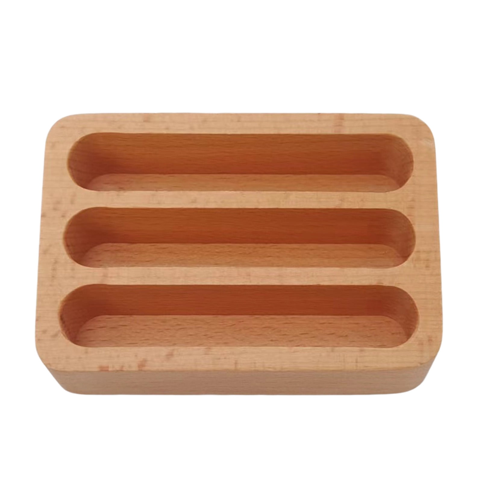 Beige Wooden Business Card Holder Office Desk Organizer Solid Wood Card Case 4.33X2.76X1.57 Inches Professional Name Card Stand For Restaurant Hotel Reception Desk Storage Stationery