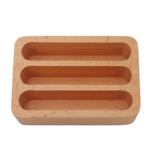 Beige Wooden Business Card Holder Office Desk Organizer Solid Wood Card Case 4.33X2.76X1.57 Inches Professional Name Card Stand For Restaurant Hotel Reception Desk Storage Stationery