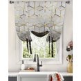 thumbnail image 3 of Grey Black Marble Tie Up Curtains for Kitchen Bathroom Bedroom Windows 45 Inch Length, Geometric Cube Modern Abstract Art Balloon Drape Curtains Shade Rod Pocket Drapery Curtain Panel, 42"x54", 3 of 7