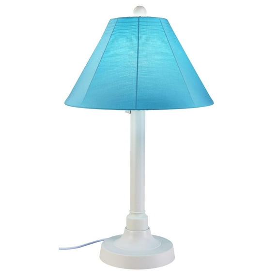 Patio Living Concepts San Juan 34 in. Table Lamp 38111 with 2 in. white body and canvas Aruba Sunbrella shade fabric