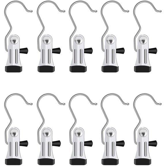 10pcs Clothespins, Stainless Steel Portable Laundry Hanging Hook, Boot Clips Hanging Clothes Pins Hanger, Clothes Pins Travel Home Clothes Boot Hanger