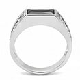 thumbnail image 2 of Anillo Color Plata Para Hombres de Acero Inoxidable Diamante Rectangular Negro, 2 of 5