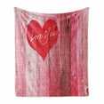 thumbnail image 1 of Love Soft Flannel Fleece Throw Blanket, Love You Heart on Grunge Style Rustic Wooden Background Valentines Day Retro Print, Cozy Plush for Indoor and Outdoor Use, 50" x 70", Red Pink, by Ambesonne, 1 of 6