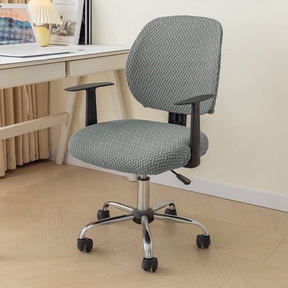 XmhyTop 2-Piece Stretch Computer Office Chair Covers: Universal Slipcovers for Rotating Desk Chairs, Ideal Protectors-Dark Grey