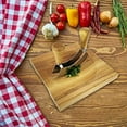 thumbnail image 6 of Mezzaluna Cutting Board Bowl, Ulu Chopping Bowl, Concave Cutting Board, Wooden Bowl for Mincing Vegetables, Acacia Wood Cutting Block with Hollow Center 8" x 8" (Without Knives) - CXD00, 6 of 6
