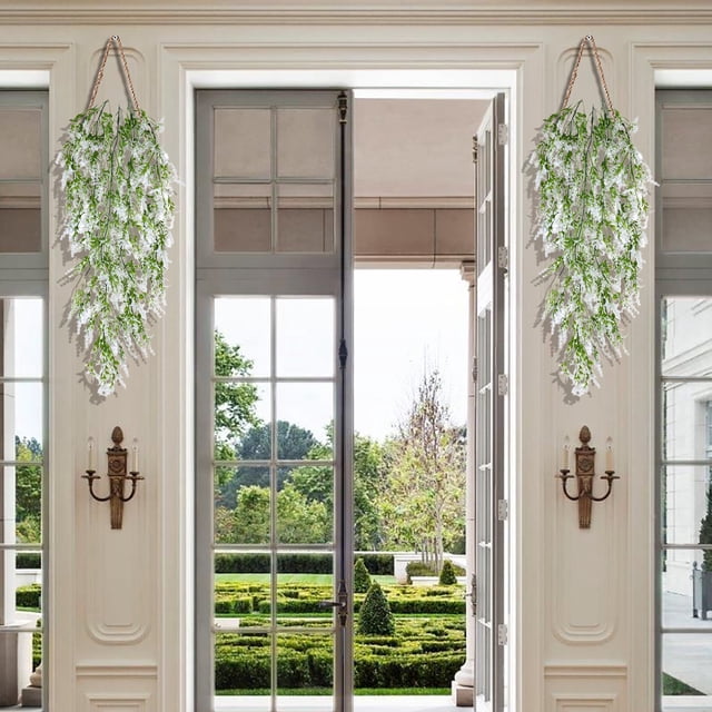 Flores artificiales Lisbinx, cesta de pared resistente, plantas colgantes ligeras, detalles de rosas intrincados, ideal para sala de estar, mejora el jardín, fácil montaje. Incluye herrajes.