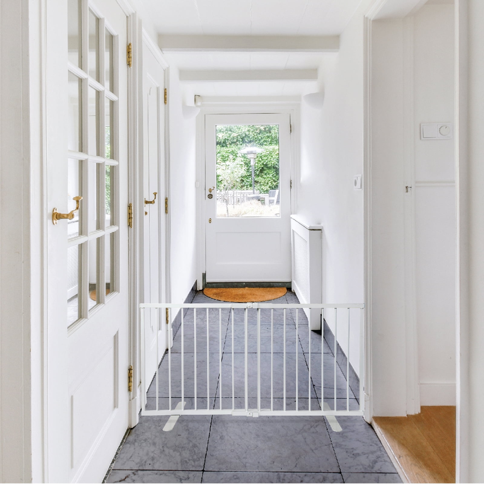 Cardinal Gates MSOG Metal Step Over Pet Gate - Adjustable Short Dog Gate - 20 Inches Tall - 24 Inches to 41 Inches Wide - White