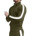 thumbnail image 2 of Innerwin Tracksuit Stand Collar Men Sweatsuits Running Zip Up Comfy 2 Piece Jogging Set Army Green White S, 2 of 4