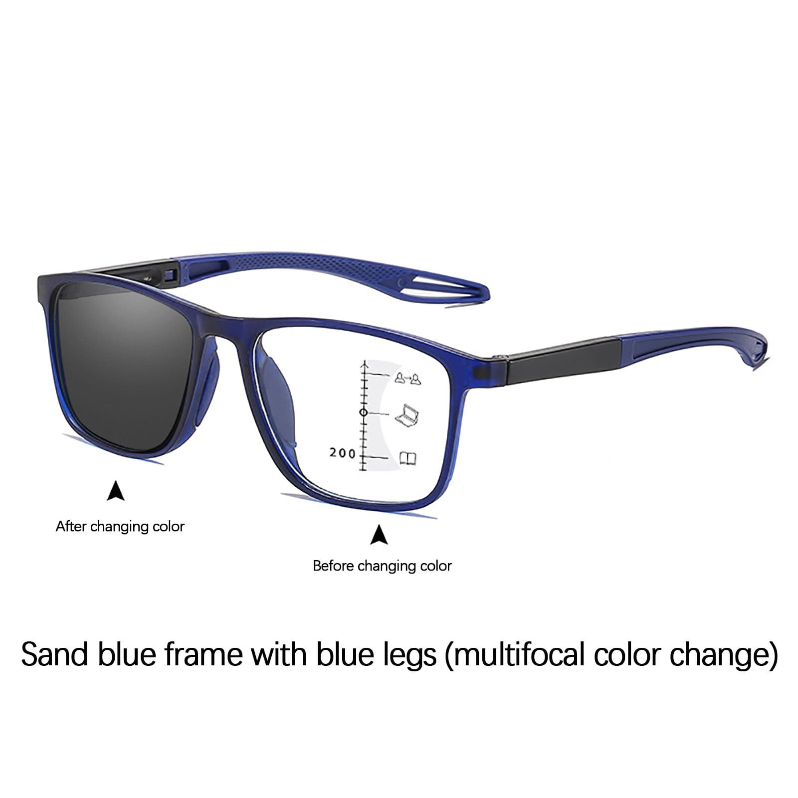 Cagogo Photochromic Bifocal Reading Glasses, Multi Focus Presbyopia Glasses for Men Women, Sporty Intelligent HD Lenses, Blue Light Blocking Computer Glasses, Indoor Outdoor Eyewear