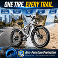 thumbnail image 6 of PUJH 4000W Peak Dual Motor Fat Tire Electric Bike for Adults, 160Nm High Torque Electric Mountain Bike with 52V 25Ah 1300Wh Battery, Full Suspension, 6 of 9