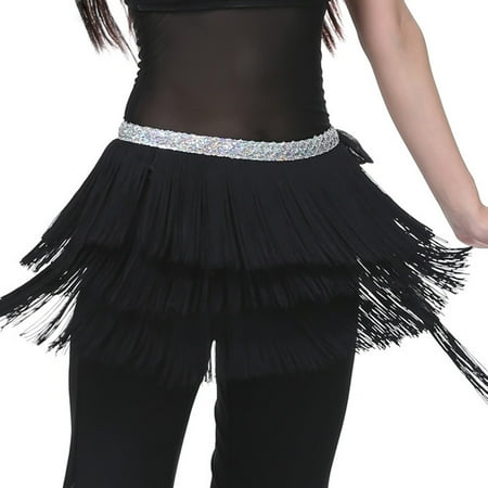 

Belts For Women Leather Three-Layer Tassel Waist Chain Belly Dance Tassel Towel Fringe Belt Scarf