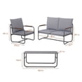 thumbnail image 6 of Metal Patio Outdoor Furniture Set, 4 Piece Outdoor Deep Seating Conversation Sets with Tempered Glass Top Coffee Table, Sectional Metal Frame Patio Furniture Sofa Set with 4” Cushions, 6 of 8