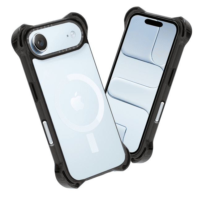 Mr. Gadgets Funda De Uso Rudo Para iPhone, Diseño Magnetico, Case Transparente De Acrilico Epoxi, Tecnología Ultra Bounce, Anti-caídas Compatible Con iPhone Air Color Negro Transparente