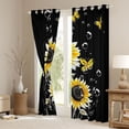 thumbnail image 4 of Homewish Cartoon Sunflower Teen Black Out Curtains, Dreamy Butterfly Animal Curtains Pack of 2 (42x63 Each), Rustic Plant Botanical Bedroom Curtains, Window Curtains Decor, 4 of 7