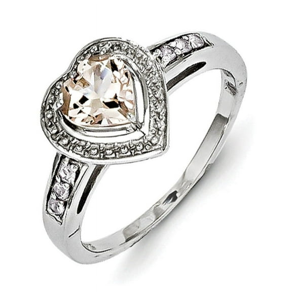 Primal Silver Sterling Silver Rhodium Morganite Heart Ring