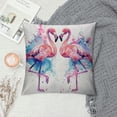 thumbnail image 2 of Two Flamingos Watercolor Velvet Throw Pillow Covers Sofa Pillowcase Car Square Throw Pillowcases Home Decoration, 2 of 5