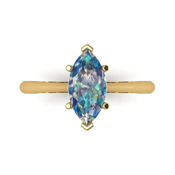 Solitaire Engagement Ring for Women - 1.5ct Blue Moissanite in 18K Yellow Gold Promise Ring