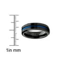 thumbnail image 3 of Metal Masters Mens Tungsten Wedding Band Black Ring Grooved Center Blue 6mm, 3 of 6