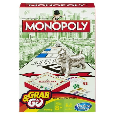 Monopoly Grab & Go Game for 2 to 4 Players, Ages 8 and (Best 4 Player Board Games)
