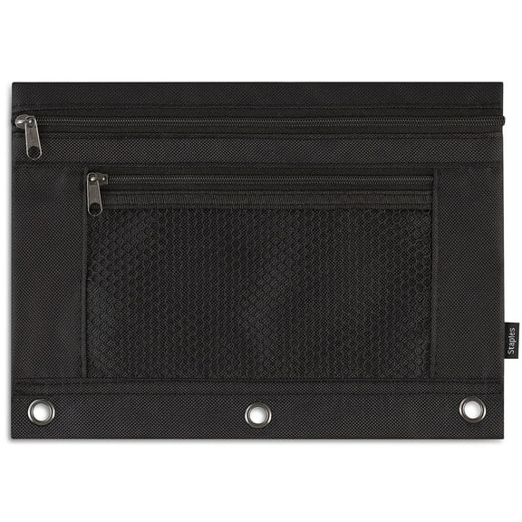 Staples 3-Ring Pencil Pouch Black (24220) 472597