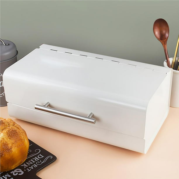 White Bread Box Countertop Bread Bin Strong Bread Storage Container with Handle Bread Organizer Pastry Storage Box for Bread Home Dry Food