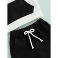 thumbnail image 6 of Toddler Baby Boy Summer Outfits Contrast Color Sleeveless Hooded Tank Top Drawstring Shorts Pants Clothes Set, 6 of 7