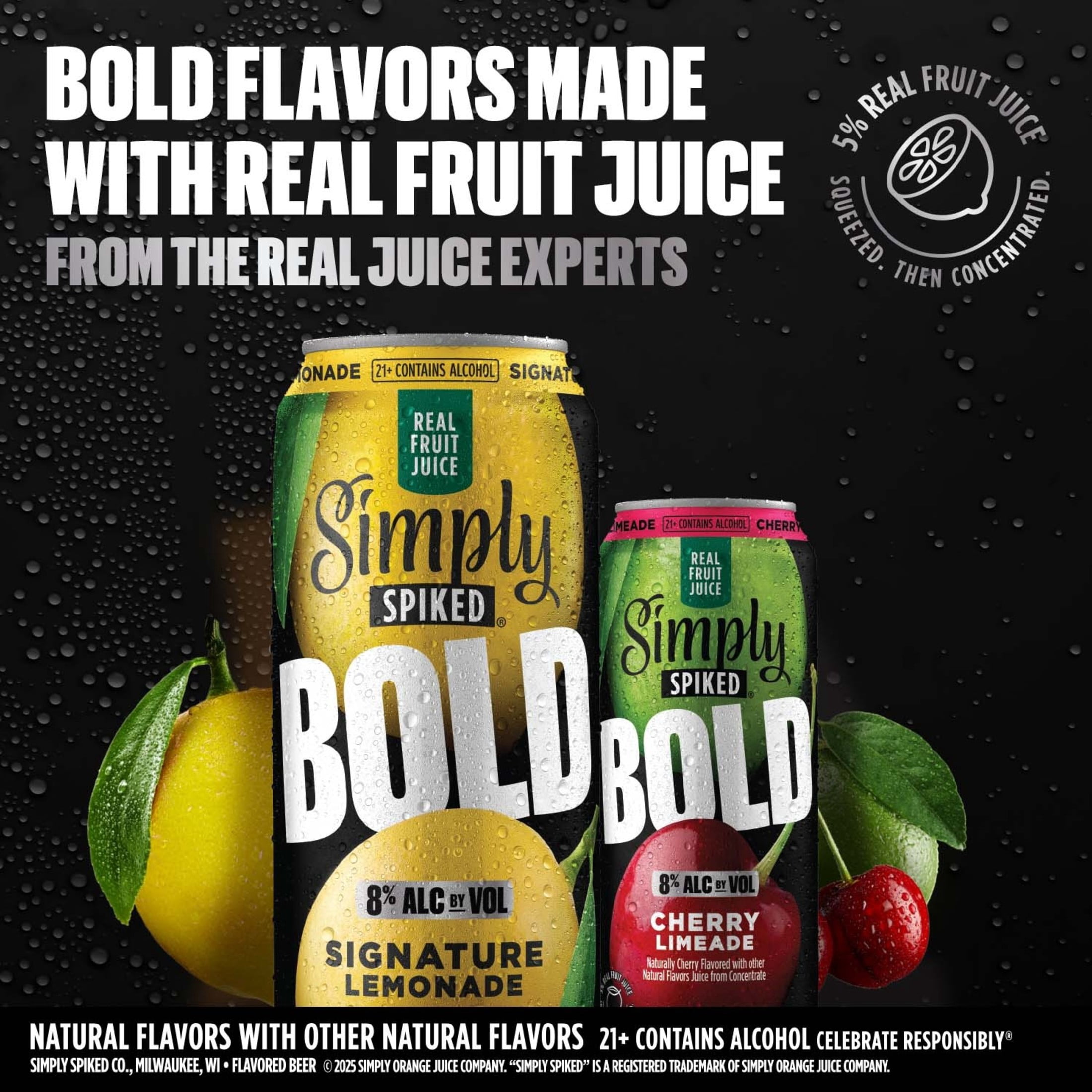 Simply Spiked Bold Signature Lemonade, 24 fl oz Aluminum Can, 8% ABV