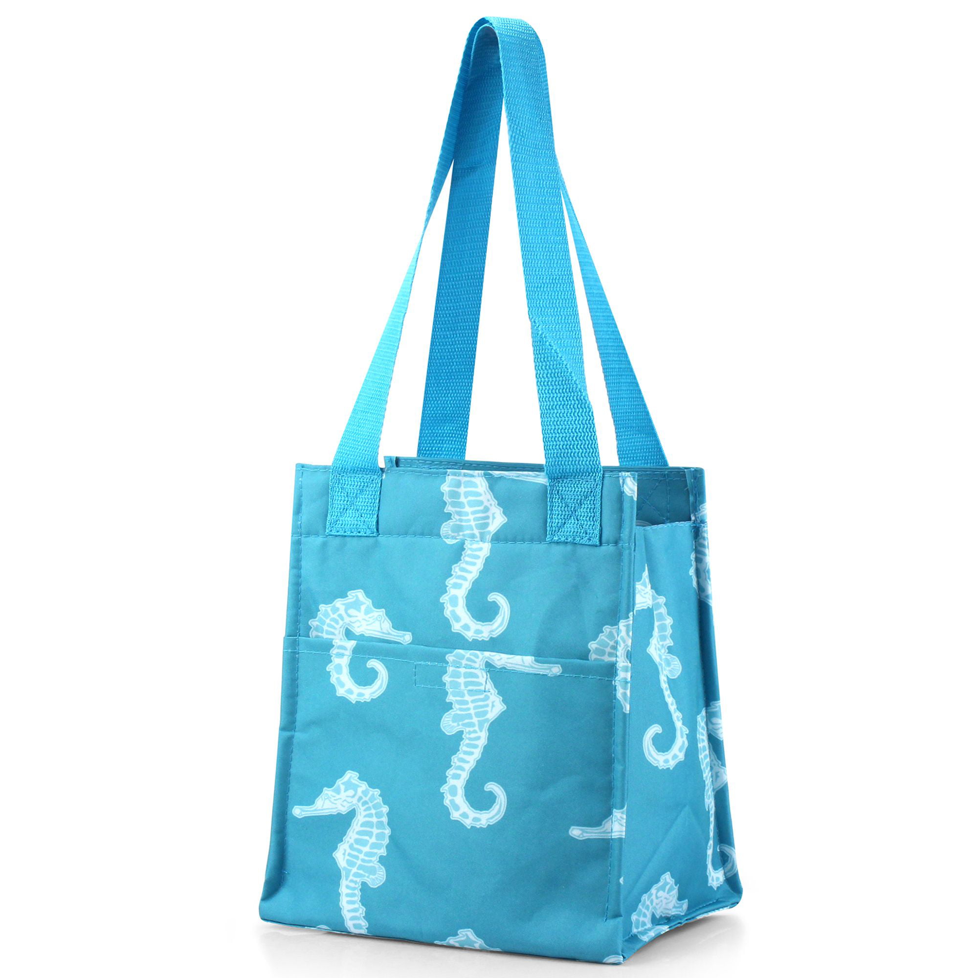 Insulated Lunch Bag by Zodaca Cooler Picnic Travel Food Box Women Tote  Zipper Carry Bags - Seahorse