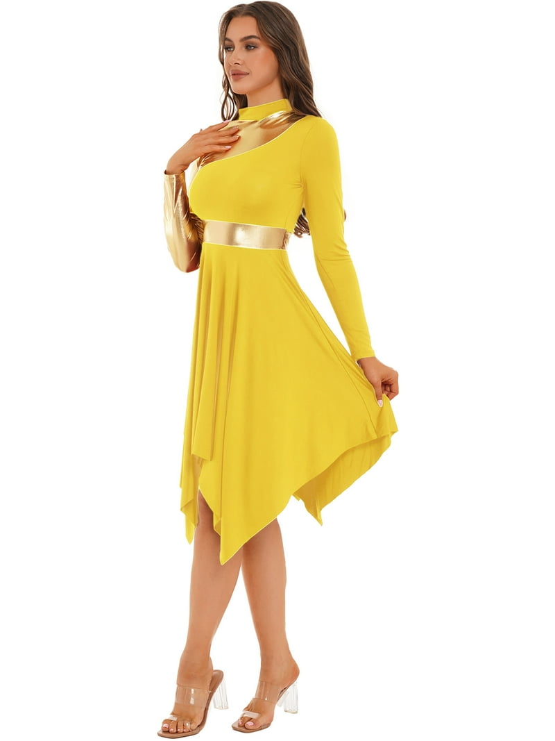 MSemis Women's Praise Dance Dress, Lyrical Costume, Yellow, S - Walmart.com