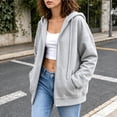 thumbnail image 4 of AherBiu Oversized Sweatshirt for Women Zip up Long Sleeve Drop Shoulder Drawstring Hooded Jacket Outerwear with Pockets(XX-Large,Gray-01), 4 of 7