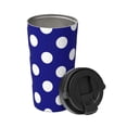 thumbnail image 2 of Picia Navy And White Polka Dot Pattern 500ml Carry Insulated Coffee Mug, Stainless Steel Travel Mug with Hidden Handle, Leak-Proof for Car, Office, Home, and Outdoor Use, 2 of 8