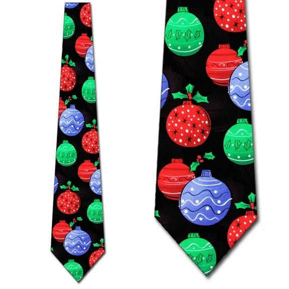 Large Christmas Ornaments Allover Necktie Mens Tie