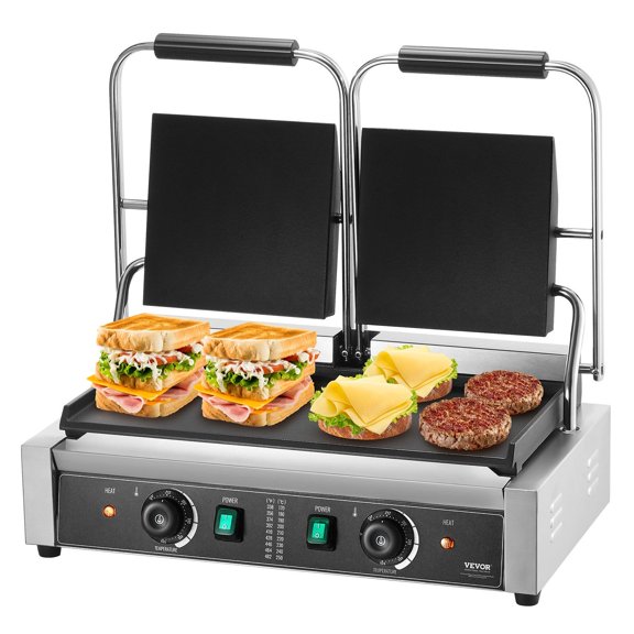 STAWAY Commercial Panini Press Grill - Electric Sandwich Maker with 19" Griddle Plate, Stainless Steel, Precise Temp Control, Easy to Clean for Restaurants & Home Cooking