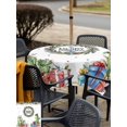 thumbnail image 4 of Outdoor Tablecloth with Umbrella Hole and Zipper, Merry Christmas Square Table Cloth 60x60 Inch Waterproof Tablecloth, Winter Cactus Xmas Star Pine Branches Picnic Table Cover for Patio Camping, 4 of 7