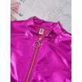thumbnail image 4 of HULIJA Girls Boys Shiny Metallic Long Sleeve Bomber Jacket Jazz Hip-hop Street Dance Top Coat Rose 16, 4 of 9