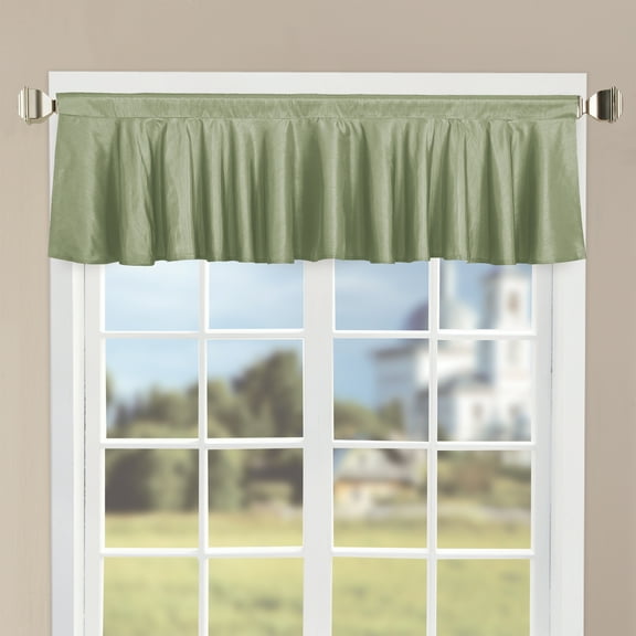 Home Soft Things Solid Faux Silk 1 Piece Valance - Green 1 - 60" x 19"