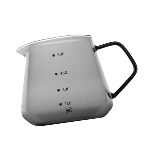 Taza de espresso con pico vertedor, jarra para espumar leche, taza medidora de vidrio para el hogar Negro