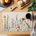 thumbnail image 2 of Placemats Set of 8, Watercolor Wildflowers Woven Placemat, Linen Place Mats for Kitchen/Dining Tables, Farmhouse Botanical Flowers Herbs Washable Table Mats for Party, 2 of 8