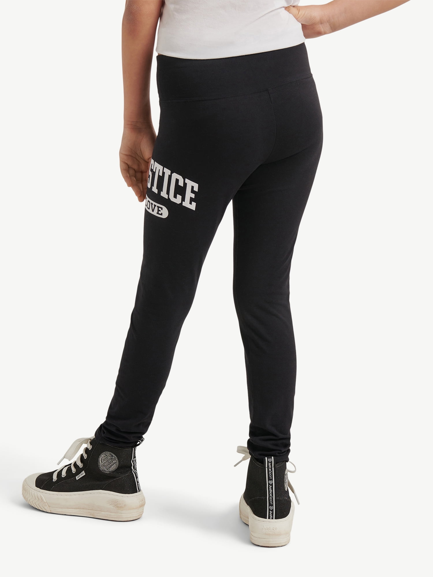 Justice Girl's Size 10 Black Glitter Sparkle Leggings Full-Length Legging  Pants