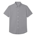thumbnail image 4 of CIENVNSTG Men's Summer Button Down Shirts Short Sleeve Regular Fit Solid Color Casual Business Dress Shirt with Chest Pocket Light Gray XXL, 4 of 4