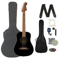Fender California Standard Redondo Mini Acoustic Guitar - Black Bundle with Gig Bag, Hard Case, Tuner, Strings, Strap, String Winder, Picks, and Austin Bazaar Instructional DVD