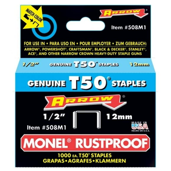 Arrow Fastener Co. .50in. T50 Monel Staples 508M1 Pack of 5