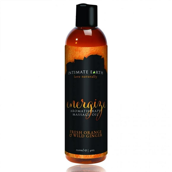 Intimate Organics Energizing Massage Oil Fresh Orange And Wild Ginger 4 Ounce