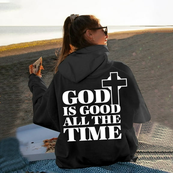 SIYUDAN Hoodies For Women Jesus Loves You Print Hooded Sweatshirts Letter Print Hoodies Oversized Hoodie For Women Pullover Fall Tops College Wear