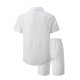 thumbnail image 3 of Ceisia Men's Solid Color Short Sleeve Button-Down Shirt & Shorts Set Casual Summer Outfit White L Gifts, 3 of 8
