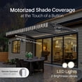 thumbnail image 2 of Semi-Cassette Motorized LED Luxury Patio Awning - 12 x 10 Ft - Seagull Gray/White - Moroccan Collection, 2 of 8