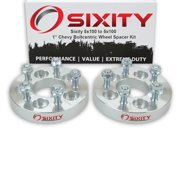 Sixity Auto 2 pc 1" 5x100 Wheel Spacers compatible with Chevy Beretta Cavalier Celebrity Citation Corsica M12x1.5mm 1.25in Studs Lugs