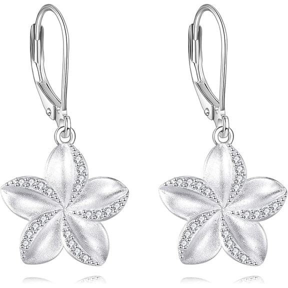 DOLIOX Flower Drop Dangle Earrings Sterling Silver Floral Leverback Earrings Birthday Gift for Her Women