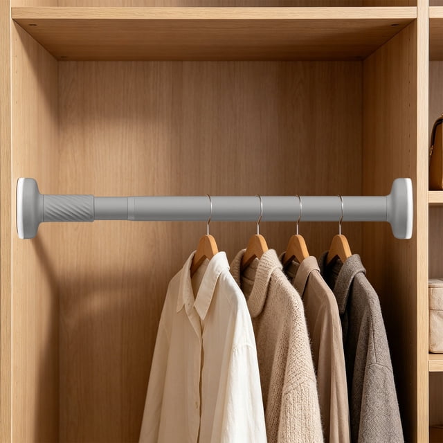 pstuiky Tringle à Rideaux Réglable 13,78-19,69 Pouces Acier Inoxydable Sans Perçage Roulement Robuste Poteau Télescopique pour Rideau de Douche, Séchage des Vêtements Gain de Place Organisateur de Garde-Robe de Salle de Bain